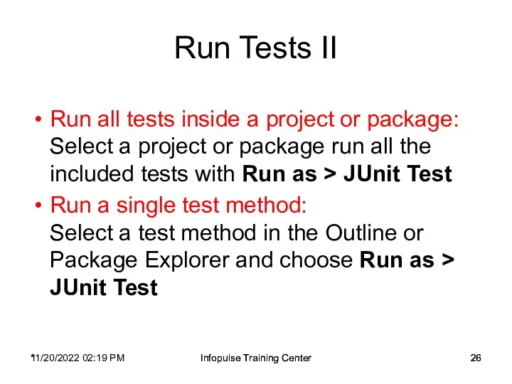 11/20/2022 02:19 PM Infopulse Training Center Run Tests II Run