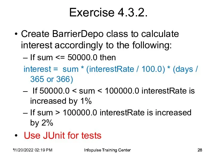 11/20/2022 02:19 PM Infopulse Training Center Exercise 4.3.2. Create BarrierDepo