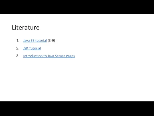 Literature Java EE tutorial (3-9) JSP Tutorial Introduction to Java Server Pages