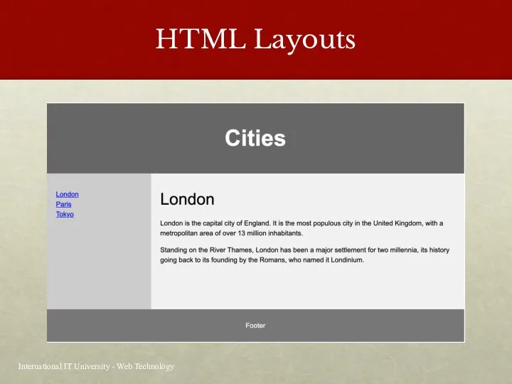 HTML Layouts International IT University - Web Technology