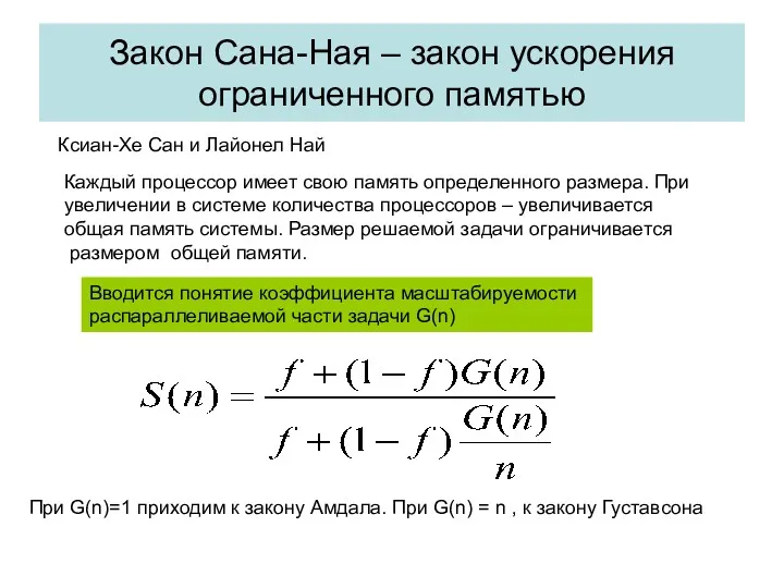 Закон Сана-Ная – закон ускорения ограниченного памятью Ксиан-Хе Сан и