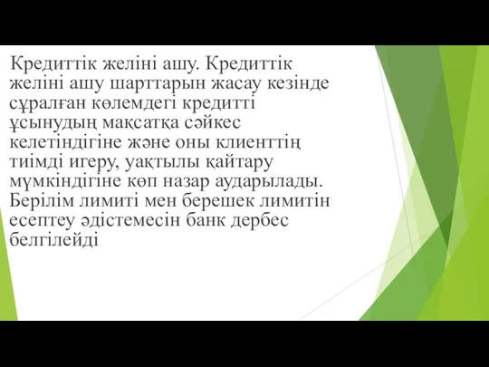 Кредиттік желіні ашу. Кредиттік желіні ашу шарттарын жасау кезінде сұралған