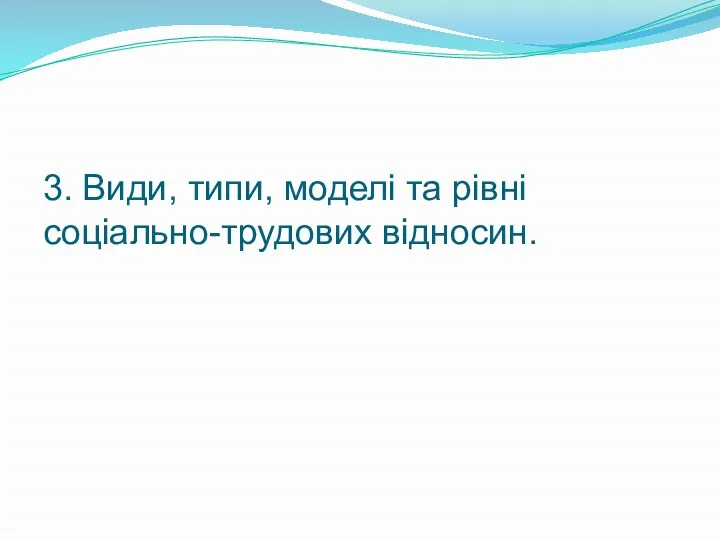 3. Види, типи, моделі та рівні соціально-трудових відносин.