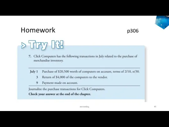Homework p306 accounting