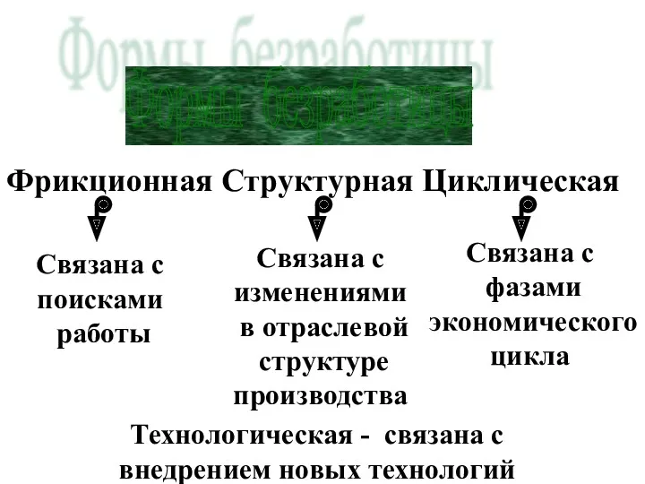 Формы безработицы Фрикционная Структурная Циклическая Связана с поисками работы Связана