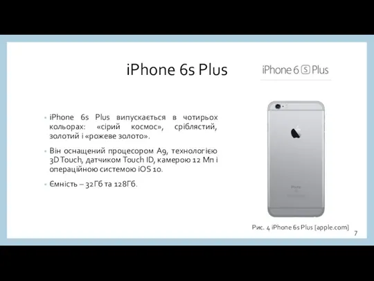 iPhone 6s Plus iPhone 6s Plus випускається в чотирьох кольорах: