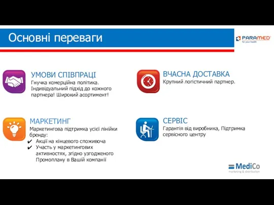 ВЧАСНА ДОСТАВКА Крупний логістичний партнер. Основні переваги УМОВИ СПІВПРАЦІ Гнучка комерційна політика. Індивідуальний