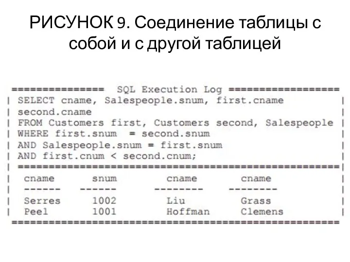 РИСУНОК 9. Соединение таблицы с собой и с другой таблицей