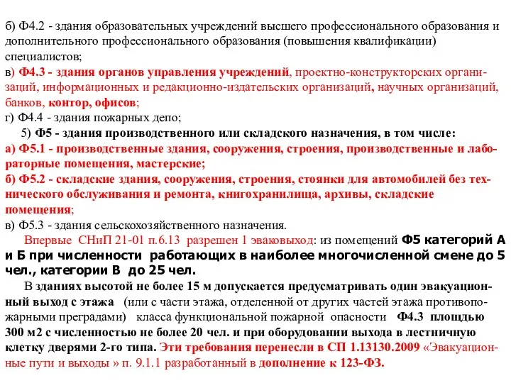 б) Ф4.2 - здания образовательных учреждений высшего профессионального образования и