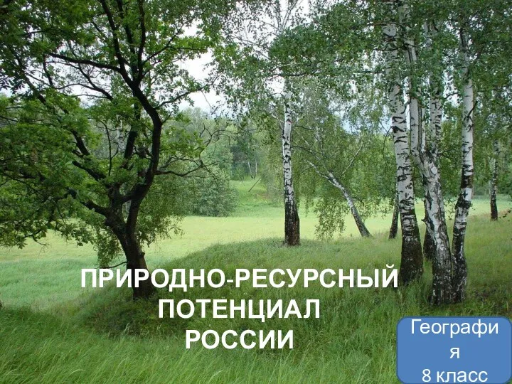 География 8 класс ПРИРОДНО-РЕСУРСНЫЙ ПОТЕНЦИАЛ РОССИИ