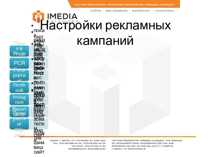 Настройки рекламных кампаний Поиск в Яндекс таргетинг на ключевые слова.