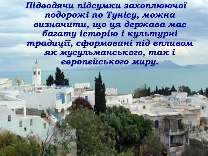 Підводячи підсумки захоплюючої подорожі по Тунісу, можна визначити, що ця