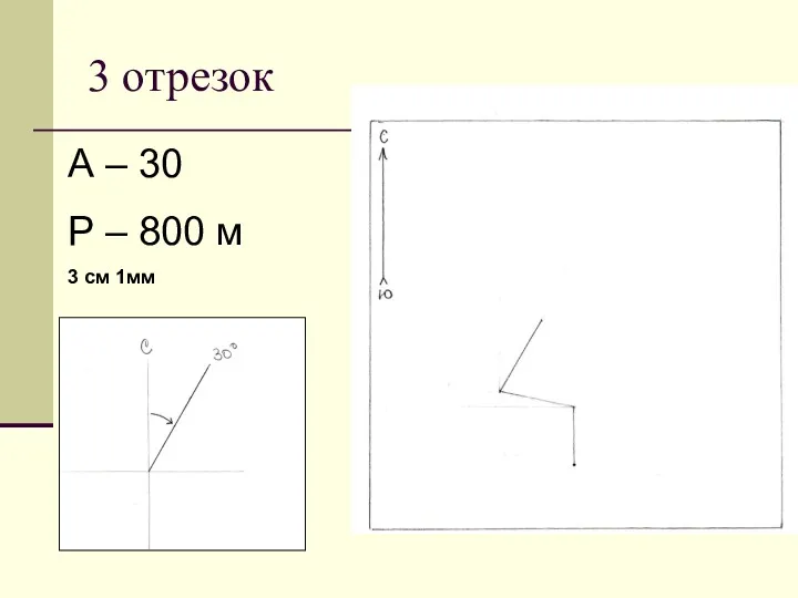 3 отрезок А – 30 Р – 800 м 3 см 1мм