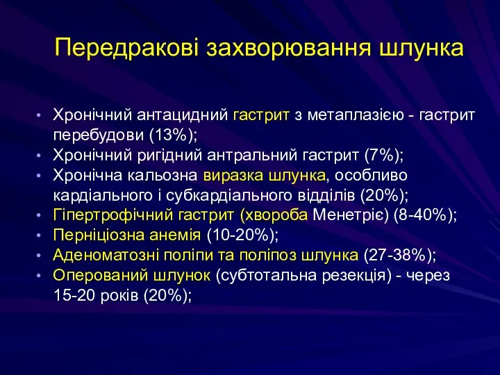 Передракові захворювання шлунка Хронічний антацидний гастрит з метаплазією - гастрит