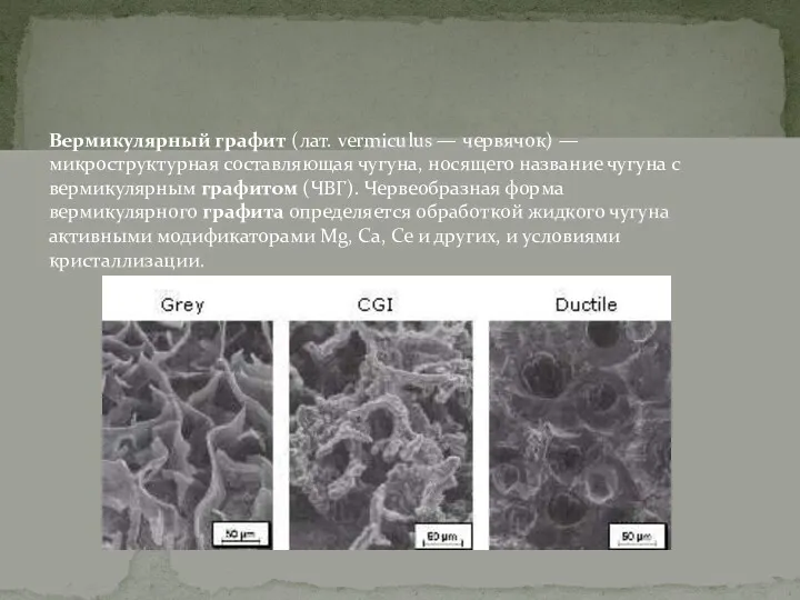 Вермикулярный графит (лат. vermiculus — червячок) — микроструктурная составляющая чугуна,