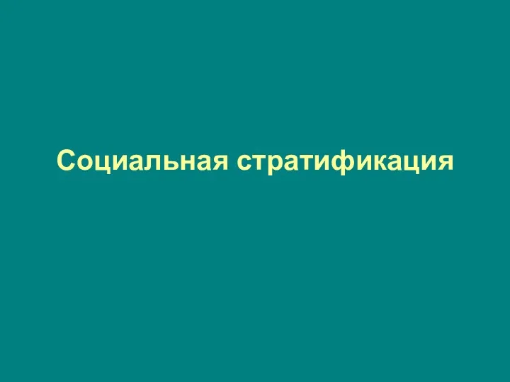 Социальная стратификация