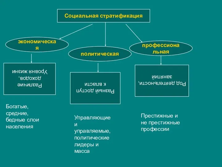 Социальная стратификация экономическая политическая профессиональная Различие доходов, Уровня жизни Род