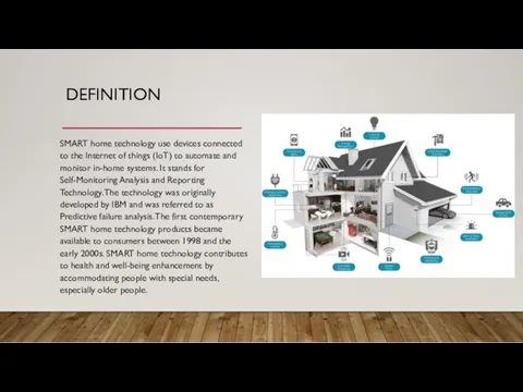 DEFINITION SMART home technology use devices connected to the Internet