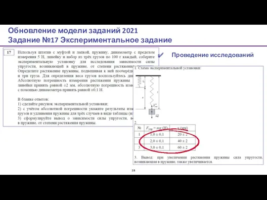 Обновление модели заданий 2021 Задание №17 Экспериментальное задание Проведение исследований