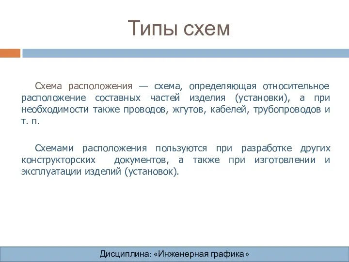 Типы схем Дисциплина: «Инженерная графика» Дисциплина: «Инженерная графика» Дисциплина: «Инженерная