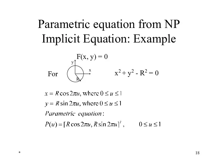 * Parametric equation from NP Implicit Equation: Example x2 +