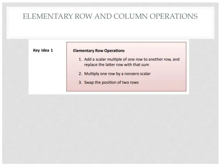 ELEMENTARY ROW AND COLUMN OPERATIONS