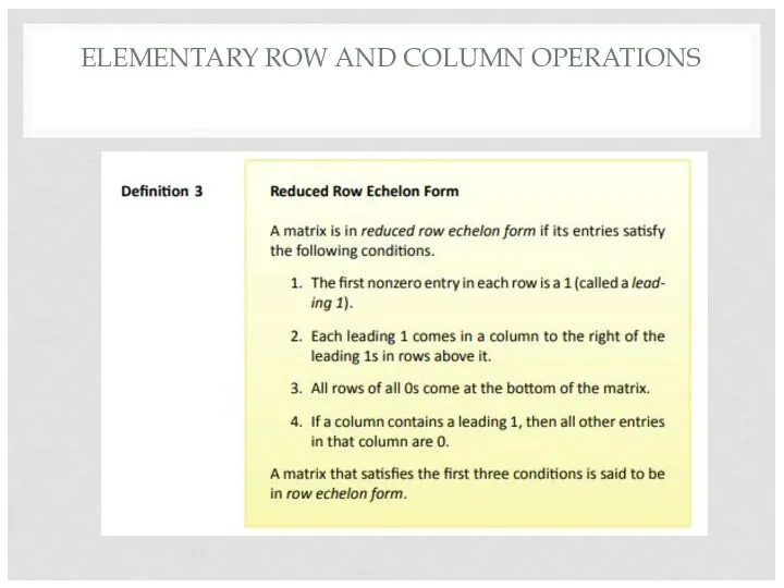 ELEMENTARY ROW AND COLUMN OPERATIONS