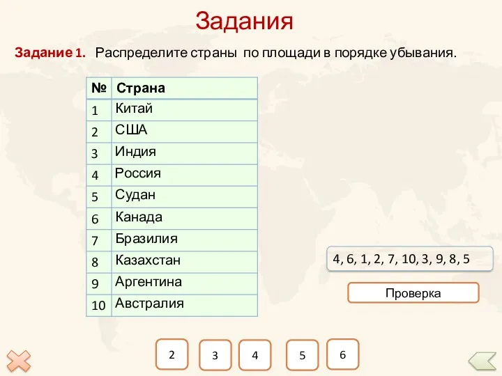Задания 2 3 4 5 6 Задание 1. Распределите страны