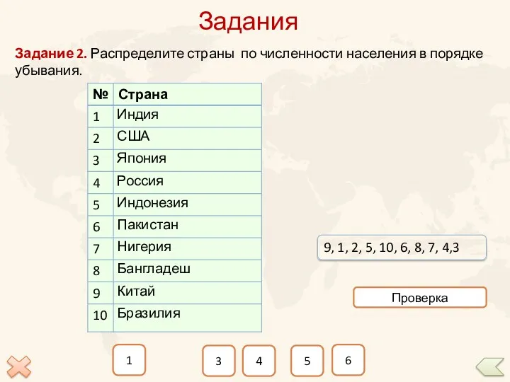 Задания 1 3 4 5 6 Задание 2. Распределите страны