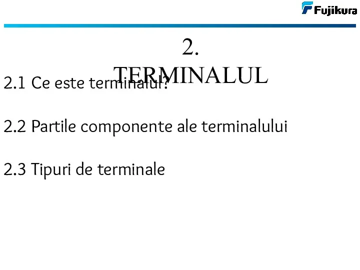 2. TERMINALUL 2.1 Ce este terminalul? 2.2 Partile componente ale terminalului 2.3 Tipuri de terminale