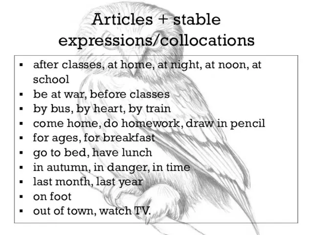 Articles + stable expressions/collocations