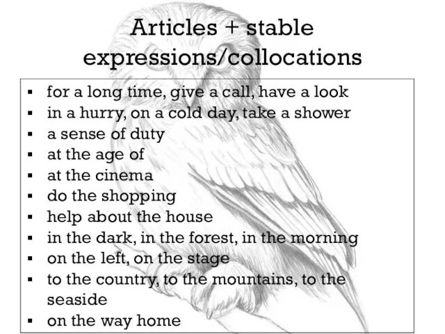 Articles + stable expressions/collocations