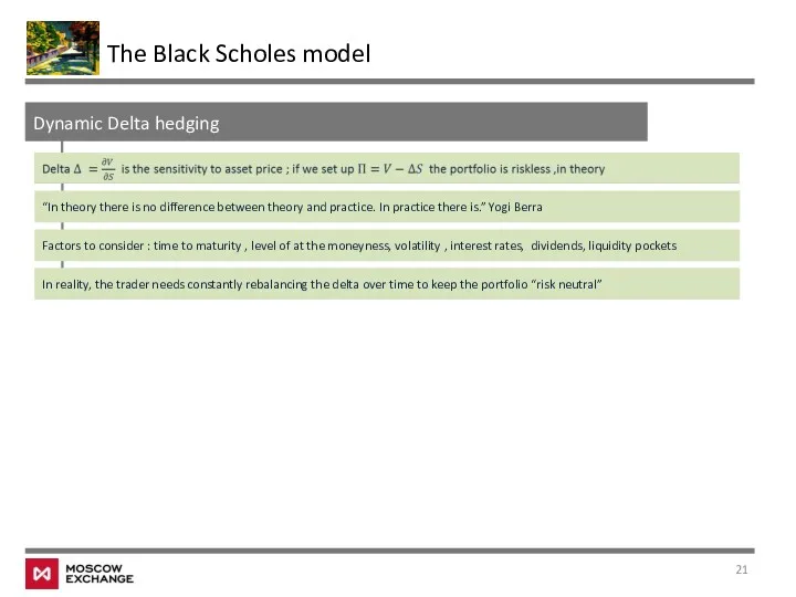 Dynamic Delta hedging “In theory there is no difference between