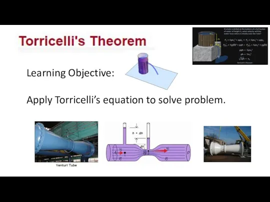 Learning Objective: Apply Torricelli’s equation to solve problem.