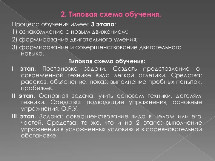 2. Типовая схема обучения. Процесс обучения имеет 3 этапа: 1)