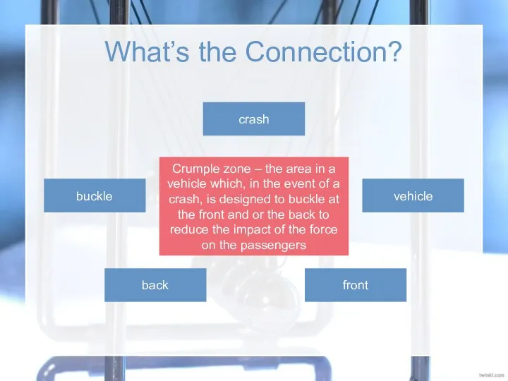 What’s the Connection? Crumple zone – the area in a