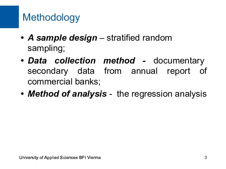 Methodology University of Applied Sciences BFI Vienna A sample design