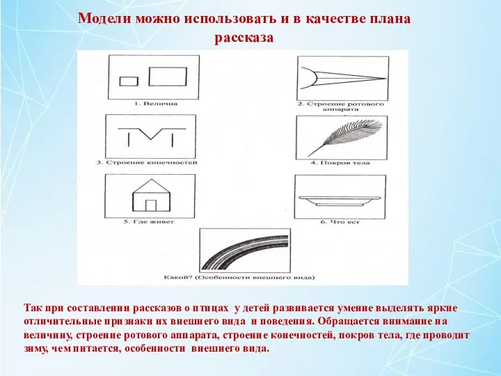 Модели можно использовать и в качестве плана рассказа Так при составлении рассказов о