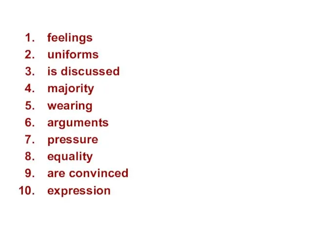 feelings uniforms is discussed majority wearing arguments pressure equality are convinced expression