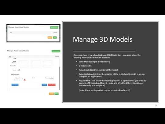 Manage 3D Models Once you have created and uploaded 3D