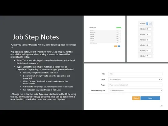 Job Step Notes Once you select “Manage Notes”, a modal