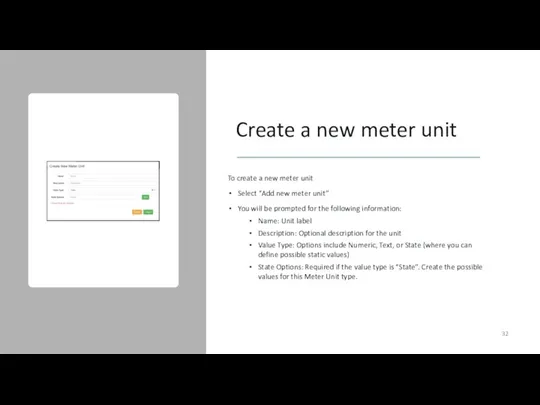 Create a new meter unit To create a new meter