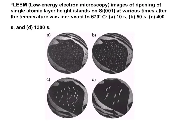 “LEEM (Low-energy electron microscopy) images of ripening of single atomic