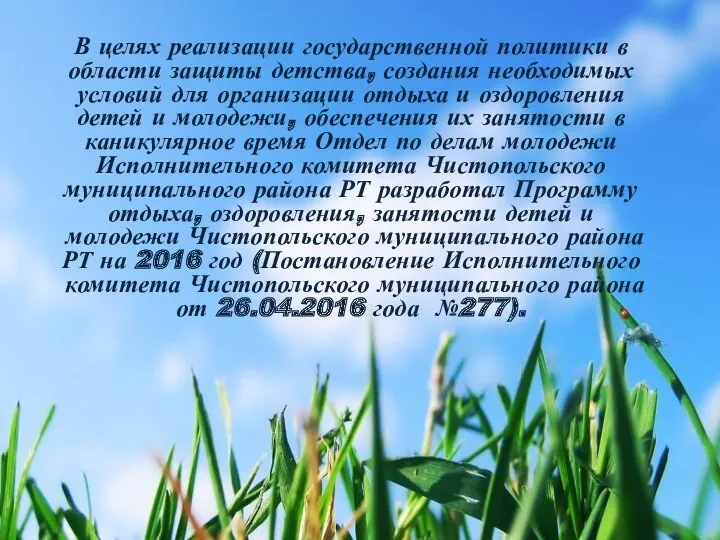 В целях реализации государственной политики в области защиты детства, создания