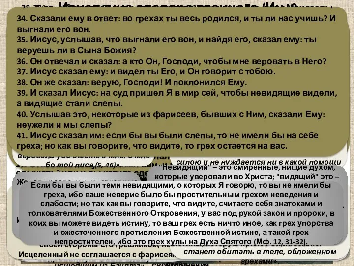 Исцеление слепорожденного (Ин. 9, 1-41) 2-3 ст: «Ученики Его спросили