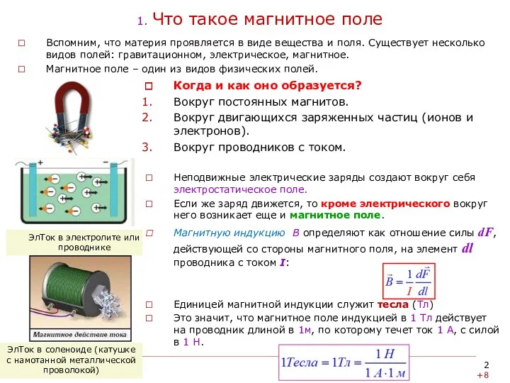 ЭлТок в электролите или проводнике 1. Что такое магнитное поле