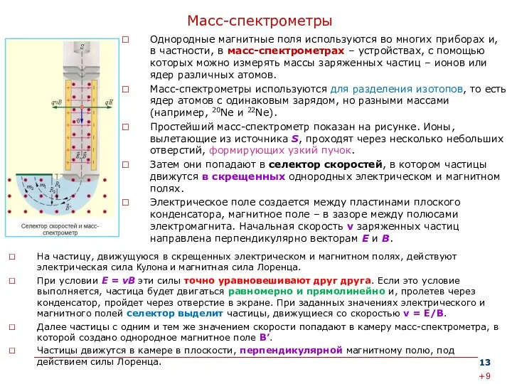 Масс-спектрометры Однородные магнитные поля используются во многих приборах и, в