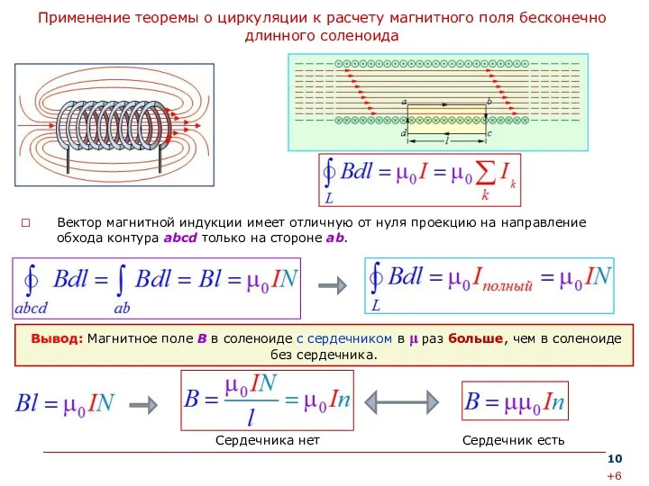 Применение теоремы о циркуляции к расчету магнитного поля бесконечно длинного