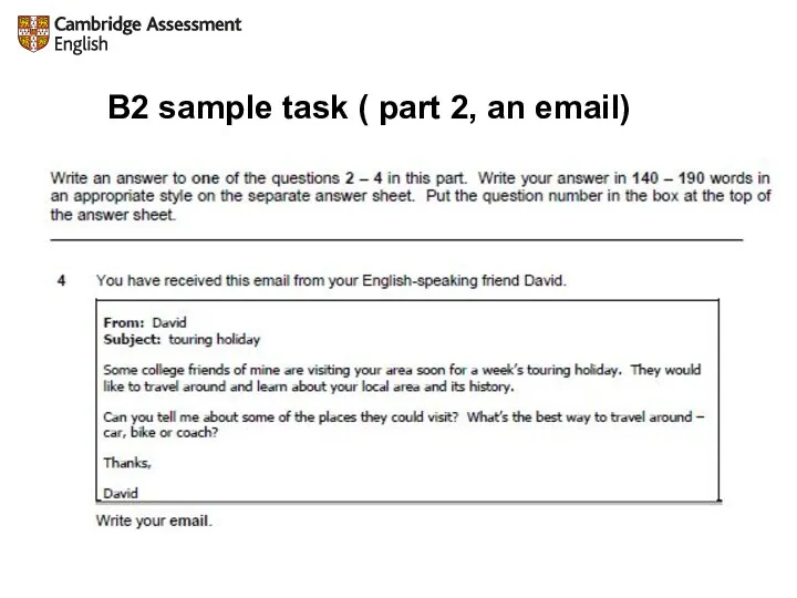 B2 sample task ( part 2, an email)