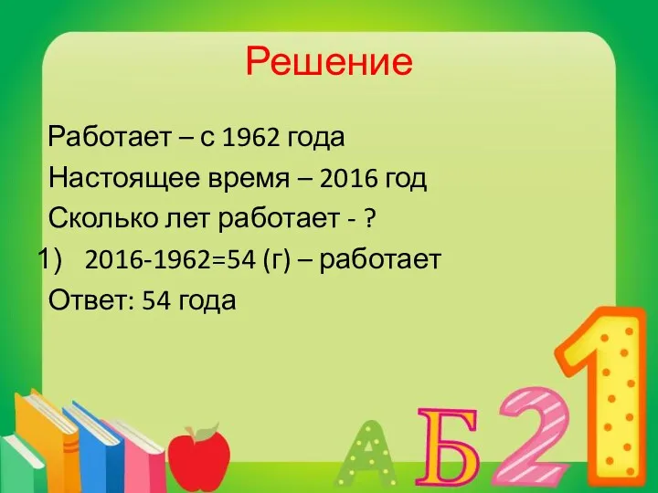 Решение Работает – с 1962 года Настоящее время – 2016